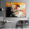 Resimler Yağlı boya kız Piyano Tuval Duvar Sanat Resimleri Oturma Odası Yatak Odası arka plan ev dekor için poster