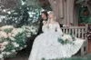 Vintage viktoriansk bollklänning bröllopsklänningar Tiered spetsapplikationer långa brudbröllopsklänningar pärlor V-ringning korsett prinsessan brud klänning 2022 ny