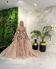 Orders 2022 Plus Size Arabic Aso Ebi Gold Luxurious Mermaid Prom Dresses Beaded Crystals Evening Formal Party Second Reception Birthday Engagement Gowns