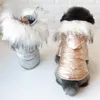 Moda wyściełana zagęszczanie ciepłe zimowe ubrania pies psa płaszcz z kapturem z bluzą z bębnem ubranie psa dla małych psów Bronzing Futro kołnierz 201102