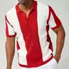 Vintage Solide Tthread Gedruckt Kurze Shirts Männer Mode Sommer Kurzarm Shirt Casual Revers Taste Tops Herren Streetwear L220704