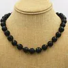 Catene Naturali 10mm Agata nera Gemme sfaccettate Collana di perline 16-25 '' Catenacci in argento tibetano