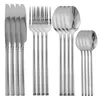 Dinnerware Sets 16pcs White Gold Cutlery Set Knife Fork Spoon Golden Stainless Steel Silverware Dinner Home Kitchen Tableware SetsDinnerware