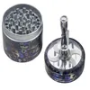 Glow In The Night 55mm OD Diameter Smoking Accessories Zinc Alloy Material Tobacco Grinders With Handle 4 Layers For Hookahs GR404
