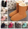 Women Boots Short Mini Classic Knee Tall Winter Snow Boots مصمم Bailey Bow الكاحل Bowtie Black Gray Chestnut Red 36-44