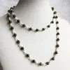 Kedjor 80 cm svart ￤delsten p￤rla tr￶ja kedja halsband vintage natursten smycken ￤dla elegant uts￶kt p￤rlstav choker collierchains