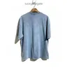 Designer Bal T shirt and shirts Paris blcg2022ss denim blue wash used print loose short sleeve t-shirt men's women's sleeves