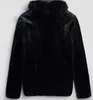 Nowa zimowa imitacja futra futra Wodoodporna men długości Mężczyzna gruba z kapturem futrzana kurtka Furta Męska czarna płaszcz G220804