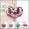 Keychains Fashion Accessories Fish Scale Sequin Love Heart Keychain Key Ring Holders Bag Hang Jewelry Drop Delivery 2021 Qyrhe