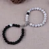 Beaded Strands 2pc/set Fashion Natural Stone Beads Yoga Bracelet Couple Magnet Friendship Bracelets Distance Lovers Jewelry Gift Lars22