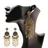 Dangle Lustre Egypte Turc Femmes Longue Chaîne Cloche Gland Boucles D'oreilles Ethnique Or Couleur Ronde Fleur Sculpté Boucle D'oreille Pendante Bijou