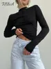FSDA Turtleneck Y2K Lange Mouw T-shirt Wit Herfst Winter Casual Black Basic Gray Sexy Tops 90s Mode Vintage 220407