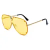 Men's V-shaped Men's And Women's Sunglasses Integrated Personality Glasses Metal Frame Dark Color 9106