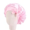 Cappello a bandana con nastro di seta al latte per bambini Berretto da notte in raso per bambini Cuffia da doccia annodata Cuffietta con turbante elastico morbido per copricapo per bambini