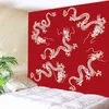 Festif Rouge Tenture Tapis Géométrique Dragon Voyage Camping Peint Boho Couverture Yoga Ramadan Festival Tapiz J220804