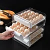 Hooks & Rails Double-Layer Egg Storage Box Drawer Type Container Home Kitchen Refrigerator Fresh Keeping Dumpling Rack