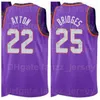 الشاشة المطبوعة كرة السلة Devin Booker Jersey 1 DeAndre Ayton 22 Mikal Bridges 25 Chris Paul 3 Cameron Johnson 23 Jae Crowder 99 Black Purple White Men Woman