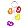 Girls Meninas Hollow-Out Heart Pingente Keychain Fashion Charm Acrílico Chave de Cadeia de Corrente de Carro