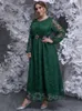 Robes de grande taille femmes grand élégant Maxi 2022 dentelle mince à manches longues surdimensionné fête musulmane soirée Festival vêtementsPlus