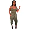 2023 Summer Women Two Piece Pants Set Sexy Vest Drawstring Leggings Casual Outfits Jogging Suid Color Plus Size