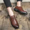 Chaussures d'affaires en cuir marron pour hommes, chaussures de bureau italiennes Zapatillas Hombre