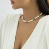 Simple Boho blanc polymère argile chaîne collier pour femmes hommes Punk doux poterie tour de cou à la main tour de cou tendance produit bijoux