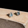 Stud HelloLook 925 Sterling Silver Ear Studs Snake Surround Gemstone Brincos Luz Azul Topázio Brinco Piercing JewelryStud5573263