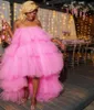 Kjolar 2022 Tiered Tulle Tutu Dresses Women Ball Gown African Vestidos Puffy Long Customized Hi Low Prom Party Gowns Gala Wear