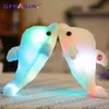 Pc Cm Colorful Glowing Dolphin Cuddle Kawaii Luminous Plush Dolls Filled Doll With Led Light Cute Gift for Children Girls J220704