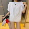 Han 캐주얼 느슨한 쾌락 및 린이 lean 편지 면화 티셔츠 여성의 큰 봄 봄 220328