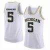 Zeldzaam Michigan Wolverines Jerseys David Dejulius Jersey Faibds Brandon Johns Jr. Livers Nunez College Basketball draagt ​​op maat gestikt