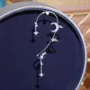 Dos Boucles D'oreilles Ins Conception Creative Pas D'oreille Percée Étoile Lune Boucle D'oreille Pour Les Femmes Bling Zircon Os Clip Bijoux De Mariage Pendentif Cadeau