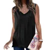 Tanks Femmes Camis Alien Top Femmes Polyvalentes Mode Lâche Tops Bouton Casual Tank Couleur Solide 100 pour cent Coton Camisole Noir Sleevele