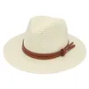 わらパナマビーチの帽子女性男性シェード帽子春夏ワイドブリム帽子女性男太陽の保護帽子女の子の帽子女性サンハットメンズサンハッツ卸売24色