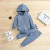 Clothing Sets Color Born Baby Spring Autumn Suit Boys Girls Solid Long Sleeves Hooded Romper And Trousers Set Toddler ClothesClothing