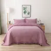 Koronkowy Decor Bedspread na łóżku Zestaw kołek bawełniany 3 sztuk Podwójna Koc Piasek Pranie Łóżko Pokrywa Królowa Rozmiar Solid Coverlet Chausub