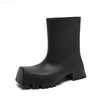 2022 New Brand Designer Square Toe Women's Rain Boots Thick Heel Platform Ankle Boots Women's Luxury Rubber Boots G220720