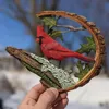 Objets décoratifs Figurines Ornement d'oiseau Artisanat en résine fait à la main Réaliste Demi-cercle Décoration de la maison Cardinal Sculpture sur bois Marcher sur B