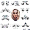 Biżuter biżuterii DIY Fashion twarz błyszcząca akrylowa żywica rhinestone diamentowe naklejki na czoło tymczasowe tatuaż impreza dekoracyjna body dhcbu