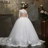 2022 Cheap White Flower Dresses for Wedding Lace Applique Ruffles Kids Formal Wear Sleeveless Custom Made Long Beach Girls Pageant Gown