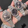 Montre de luxe pour hommes mécanique es diamant buste vers le bas entièrement glacé Vvs Moissanite marque suisse montres-bracelets de genève