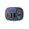 CAR FM Sändare Bluetooth-kompatibel 5.0 Handsfree MP3-spelare PD Typ C QC3.0 USB Fast Charge Colorful Light Accessories T65