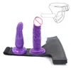 Vibrator sexy speelgoed penis cock massager zachte lesbische strapon harnas dubbele dildo siliconen riem op realistische volwassen seks voor vrouw i2520