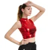 Shiny Silver Holographic Multi Designs Tank Tops Fashion Strapless Tube Turtleneck Crop Strap Camis Sleeveless Vest 220427