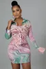 Mode Dames driedelige jurk Damespak met opdruk mooi shirt en plooirok 3 stuks pakken Dames zomeroutfits Dameskleding 7099