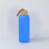 750ml Sublimation Frosted Water Bottles 25oz Glass Mug Matte Glasses Juice Bottle with bamboo lid Blank Tumbler Travel Mug Colorful