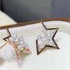 Stud Kurshuni Pearl And Star Pendant Necklace With Earring For Women Rose Gold Choker Designer Jewelry Set INS Korean Girls Gift Moni22