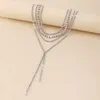 Chains Stonefans Fashion Long Rhinestone Tassel Necklace For Women Simple Y Shape Claw Chain Irregular Multilayer Necklaces JewelryChains