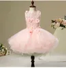 Mädchenkleider KICCOLY Langes schleppendes Blumenmädchenkleid für die Hochzeit, rosa Tüll mit Blumenmuster, Erstkommunion, formelles Festzug-Abendkleid