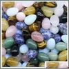 Stone Loose Beads Jewelry Natural Egg Shaped 30Mm Crystal Jade Tiger Eye Small Rose Quartz Tigers Opal Ornaments Jewelr Dhyk2